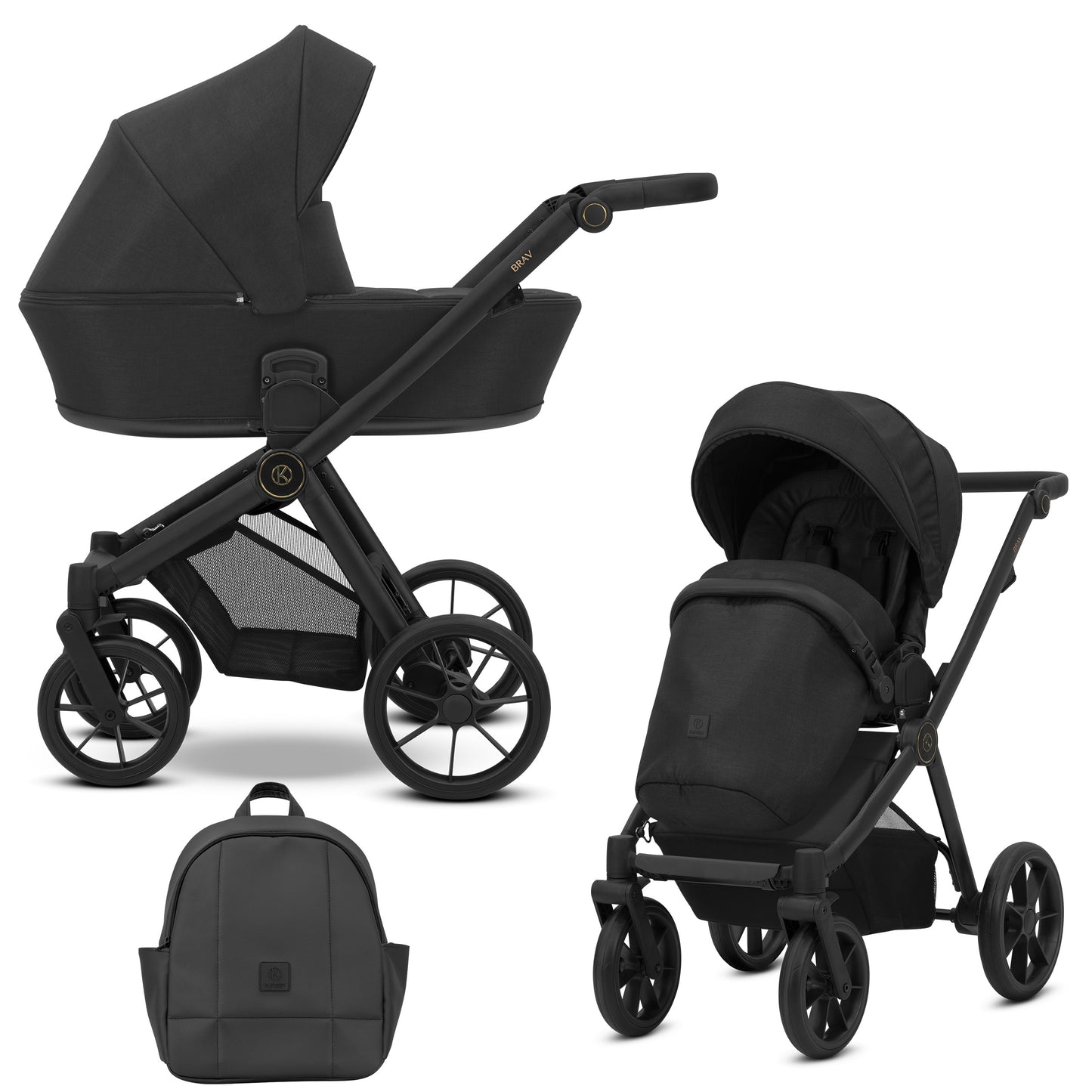 Poussette bébé Kunert Brav 2 en 1/3 en 1/4 en 1 Design luxueux en cuir écologique et textile pour les parents modernes