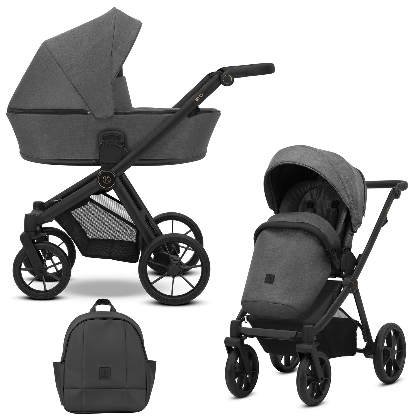 Poussette bébé Kunert Brav 2 en 1/3 en 1/4 en 1 Design luxueux en cuir écologique et textile pour les parents modernes