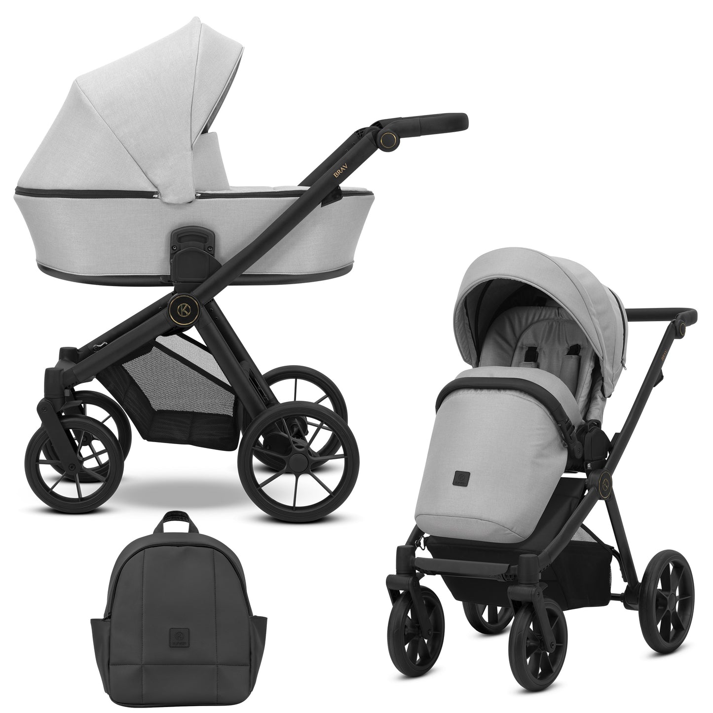 Poussette bébé Kunert Brav 2 en 1/3 en 1/4 en 1 Design luxueux en cuir écologique et textile pour les parents modernes