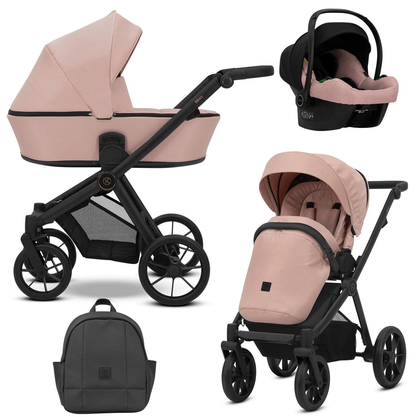 Poussette bébé Kunert Brav 2 en 1/3 en 1/4 en 1 Design luxueux en cuir écologique et textile pour les parents modernes