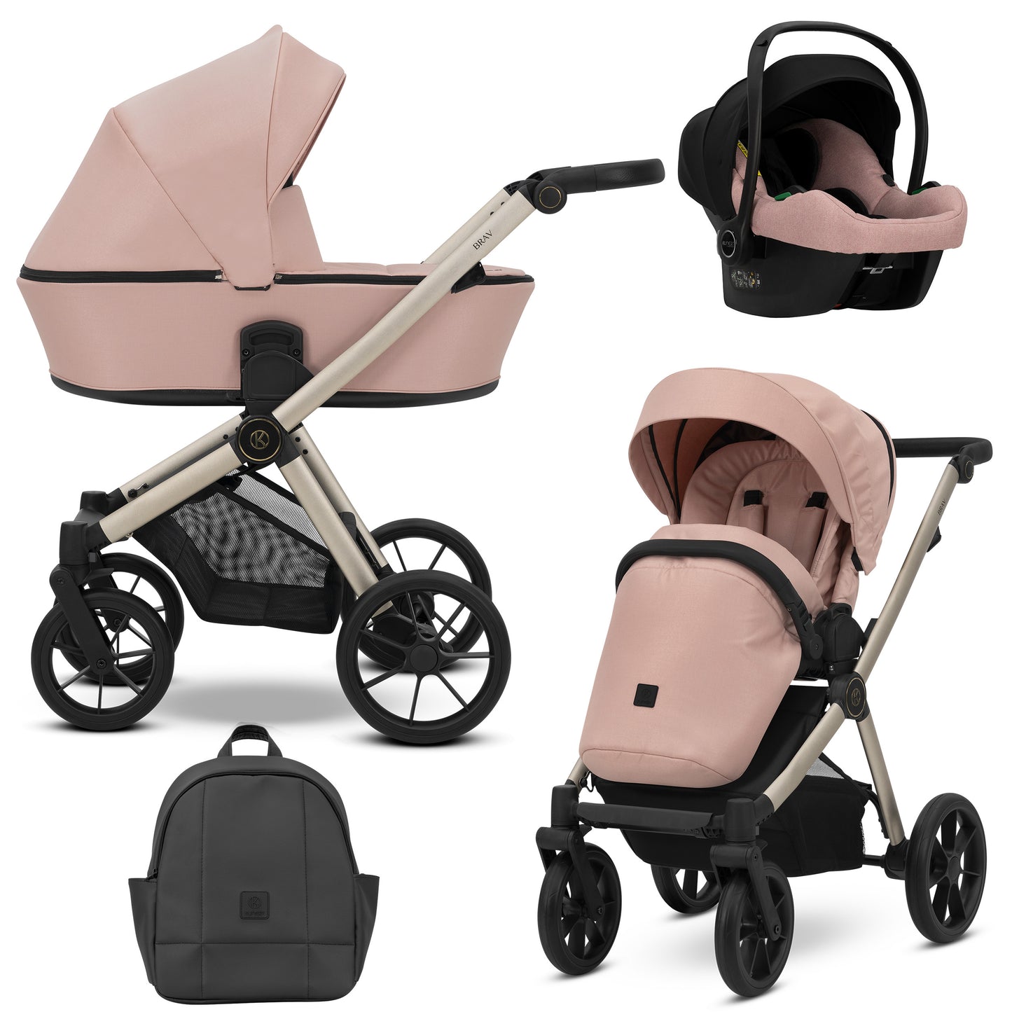 Poussette bébé Kunert Brav 2 en 1/3 en 1/4 en 1 Design luxueux en cuir écologique et textile pour les parents modernes