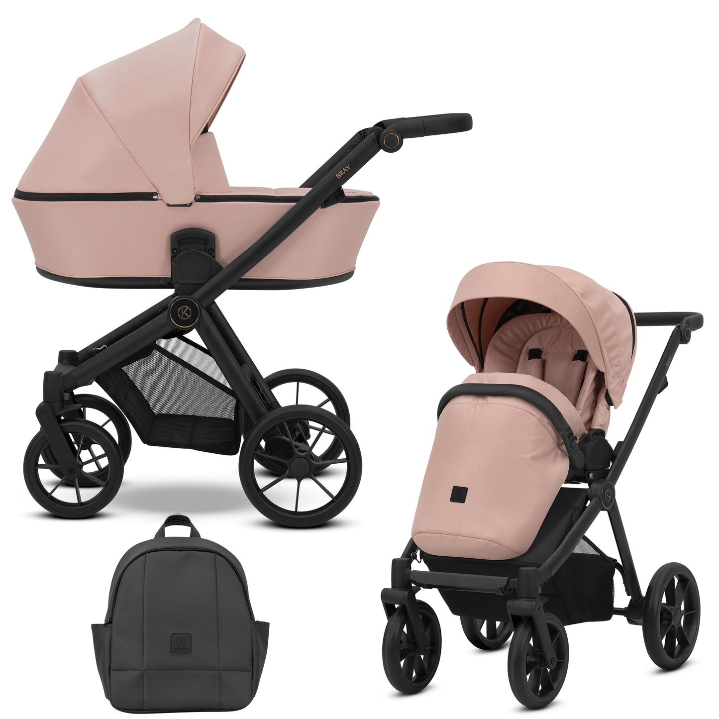Poussette bébé Kunert Brav 2 en 1/3 en 1/4 en 1 Design luxueux en cuir écologique et textile pour les parents modernes