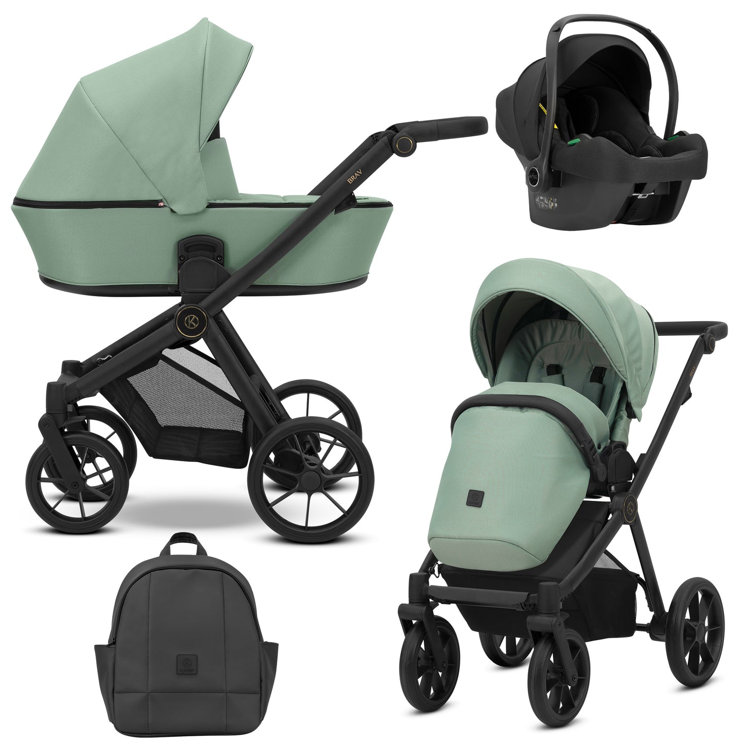 Poussette bébé Kunert Brav 2 en 1/3 en 1/4 en 1 Design luxueux en cuir écologique et textile pour les parents modernes
