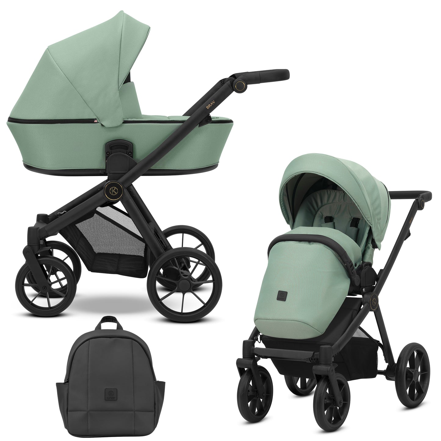 Poussette bébé Kunert Brav 2 en 1/3 en 1/4 en 1 Design luxueux en cuir écologique et textile pour les parents modernes