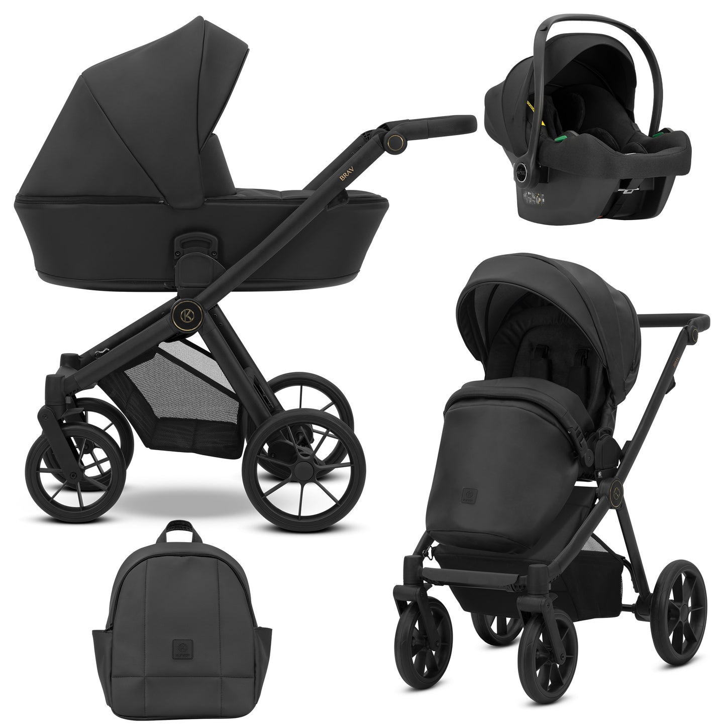 Poussette bébé Kunert Brav 2 en 1/3 en 1/4 en 1 Design luxueux en cuir écologique et textile pour les parents modernes