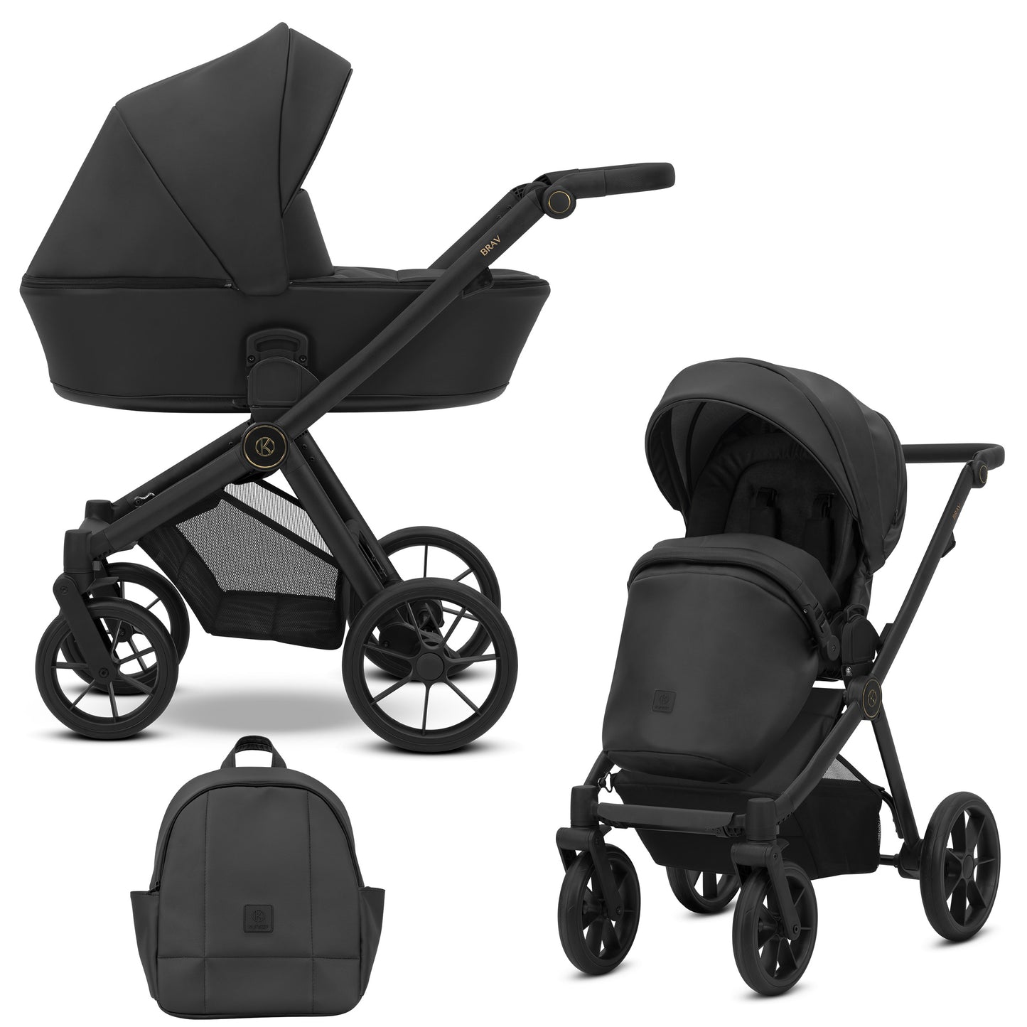 Poussette bébé Kunert Brav 2 en 1/3 en 1/4 en 1 Design luxueux en cuir écologique et textile pour les parents modernes