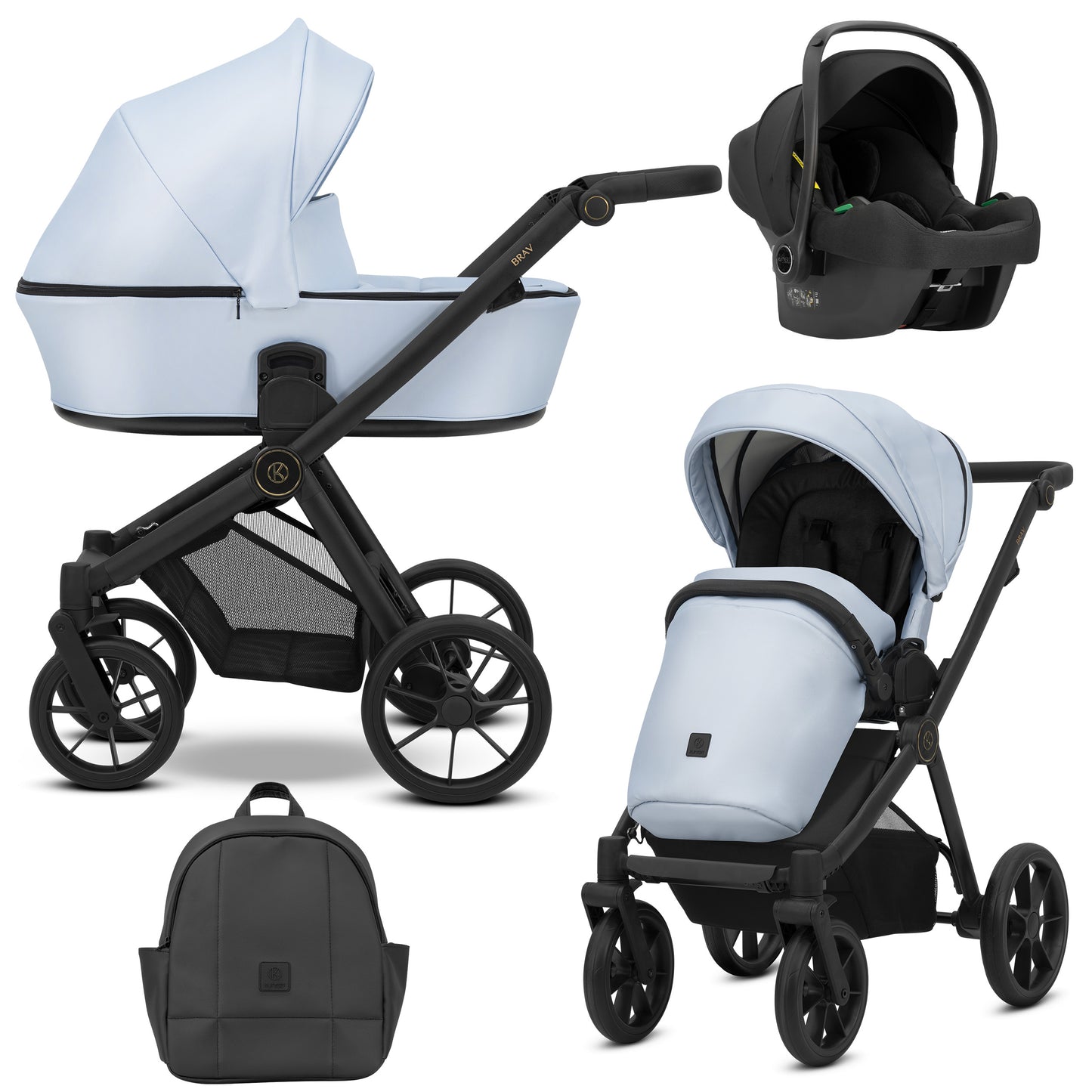 Poussette bébé Kunert Brav 2 en 1/3 en 1/4 en 1 Design luxueux en cuir écologique et textile pour les parents modernes