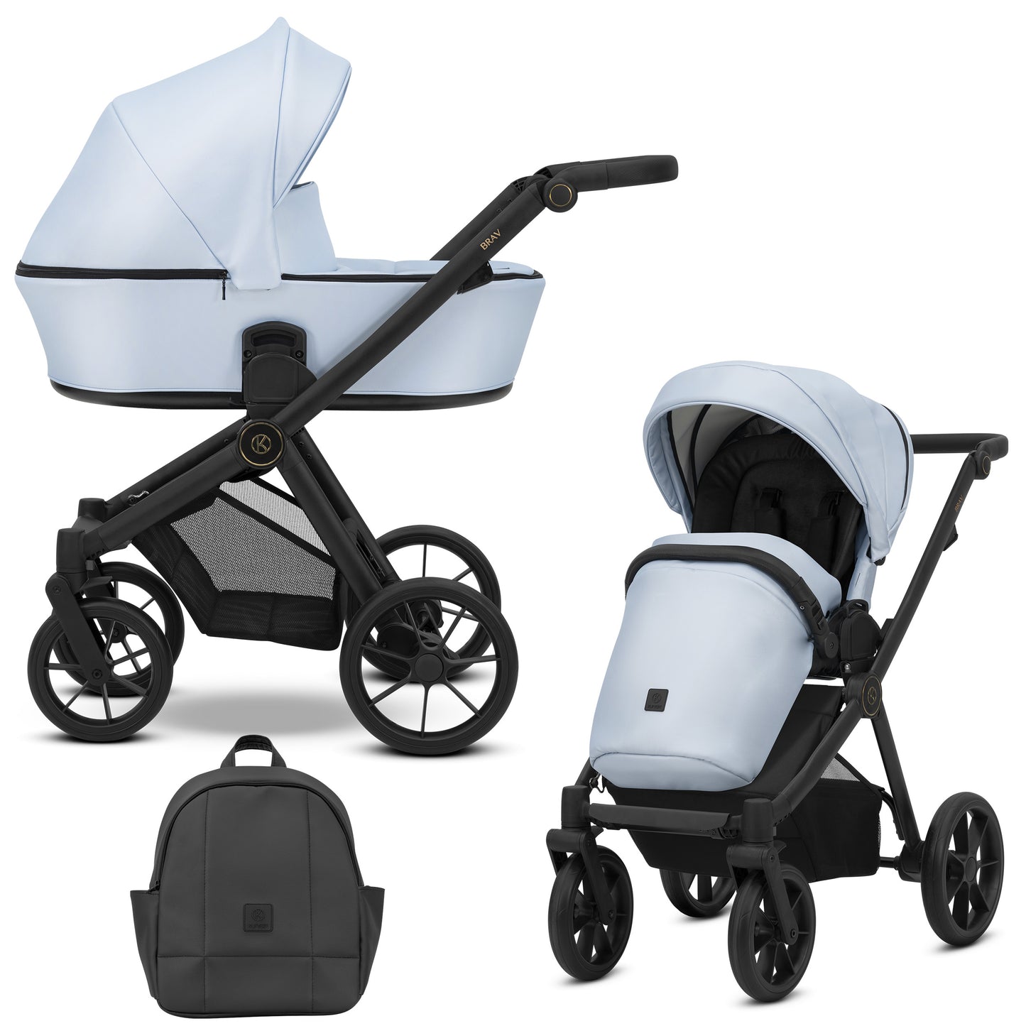 Poussette bébé Kunert Brav 2 en 1/3 en 1/4 en 1 Design luxueux en cuir écologique et textile pour les parents modernes