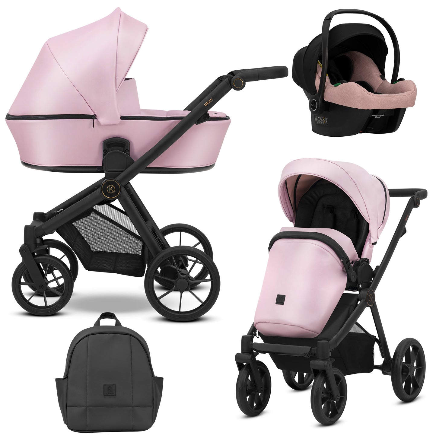 Poussette bébé Kunert Brav 2 en 1/3 en 1/4 en 1 Design luxueux en cuir écologique et textile pour les parents modernes