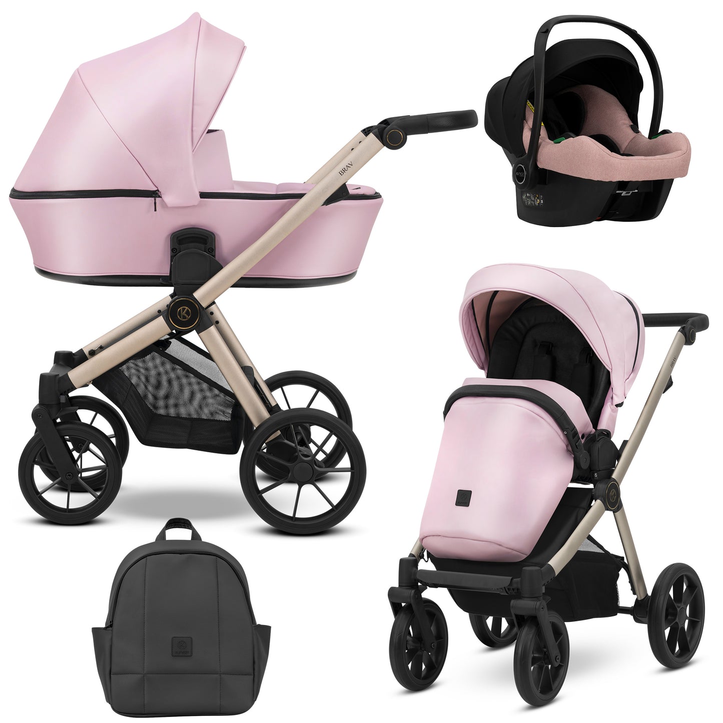 Poussette bébé Kunert Brav 2 en 1/3 en 1/4 en 1 Design luxueux en cuir écologique et textile pour les parents modernes