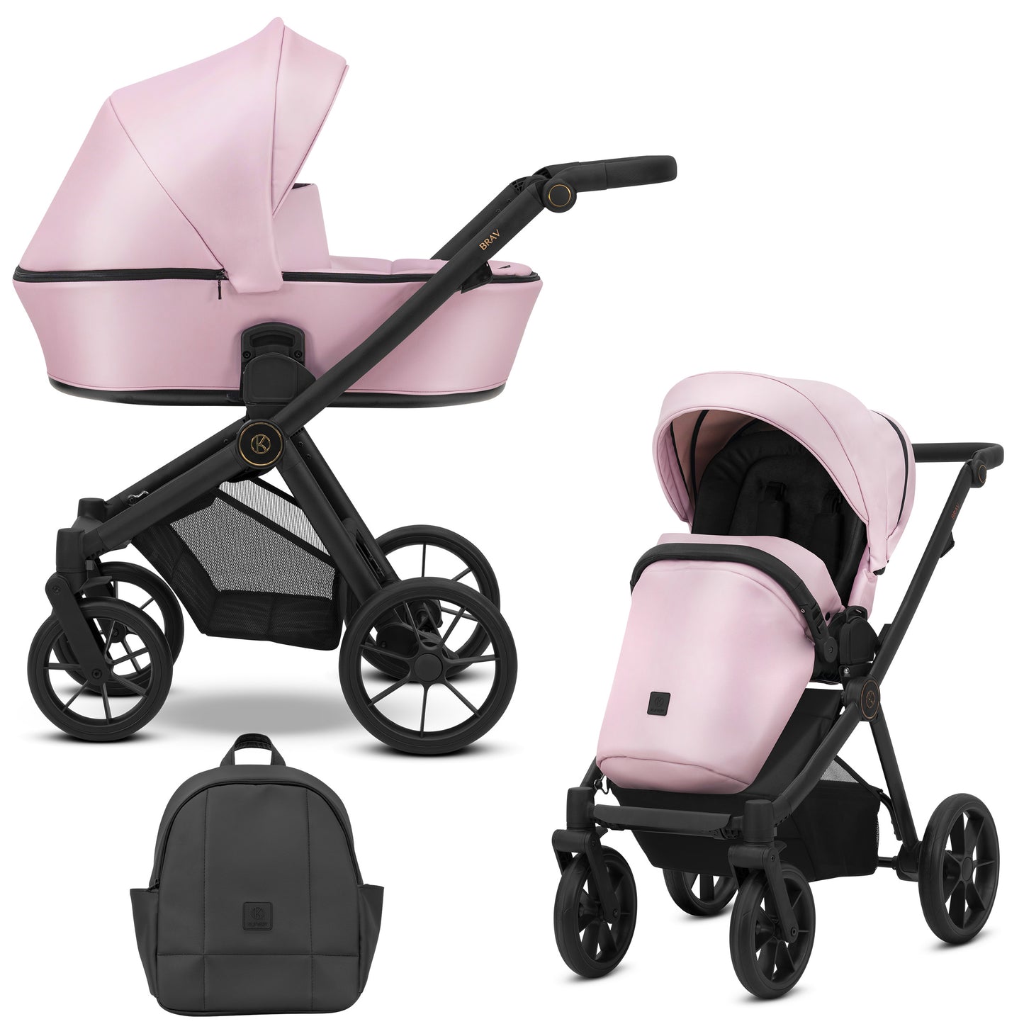 Poussette bébé Kunert Brav 2 en 1/3 en 1/4 en 1 Design luxueux en cuir écologique et textile pour les parents modernes