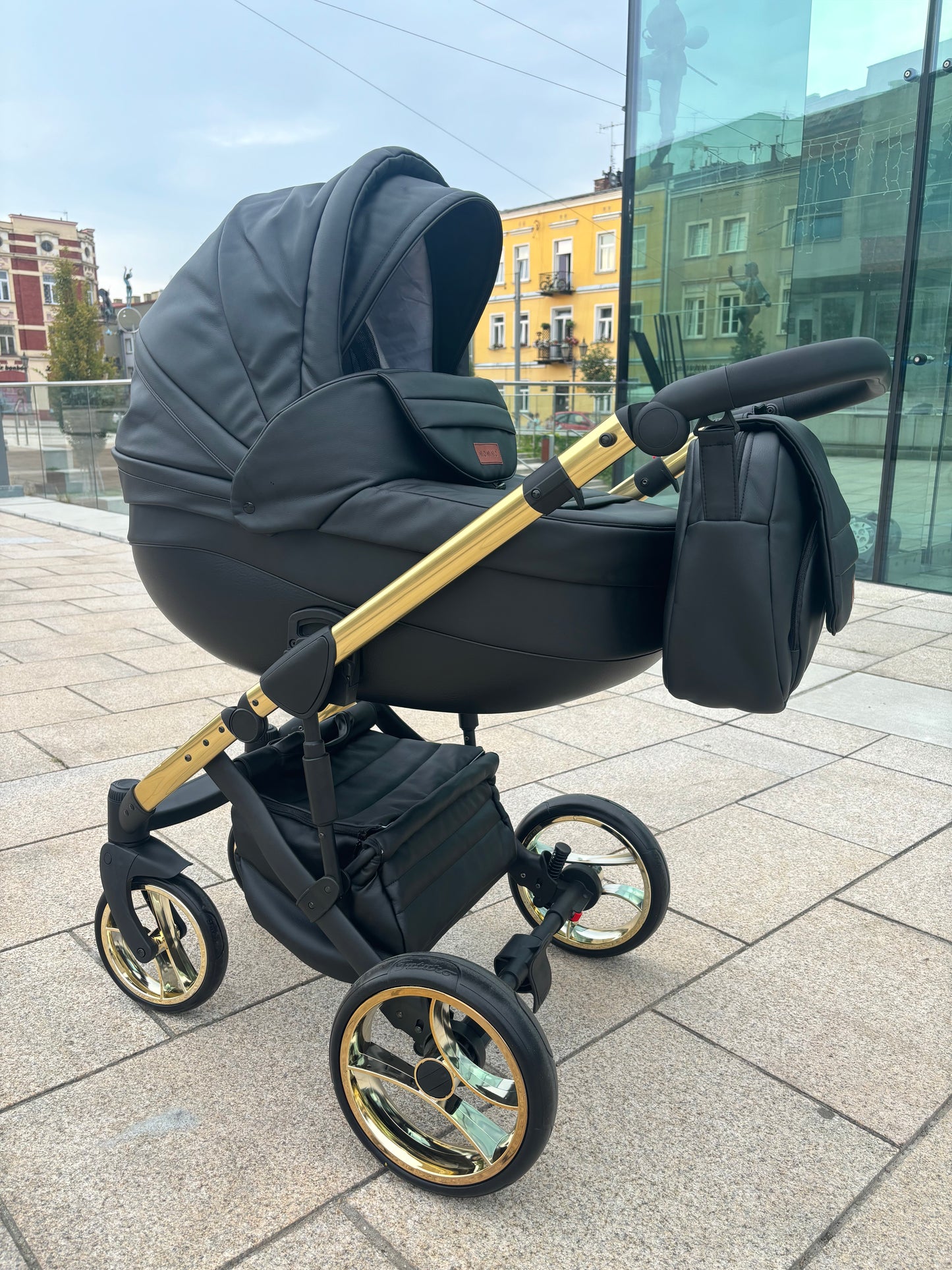 MOMMO AAA Kinderwagen 2in1 Karamell Ökoleder
