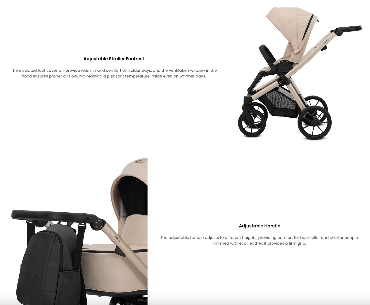 Poussette bébé Kunert Brav 2 en 1/3 en 1/4 en 1 Design luxueux en cuir écologique et textile pour les parents modernes