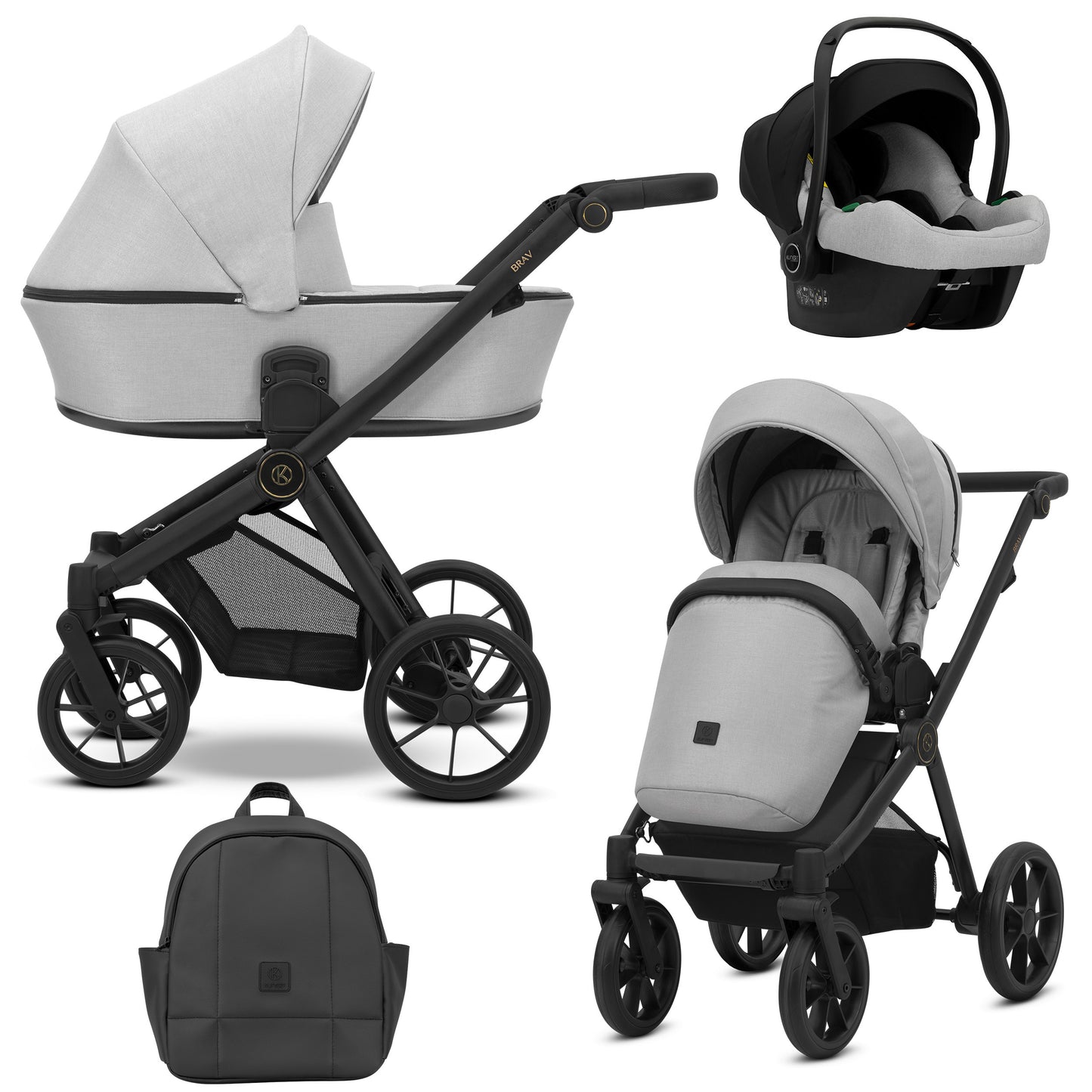 Kunert Brav Baby Stroller 2in1/3in1/4in1 Luxurious Eco Leather & Textile Design for Modern Parents