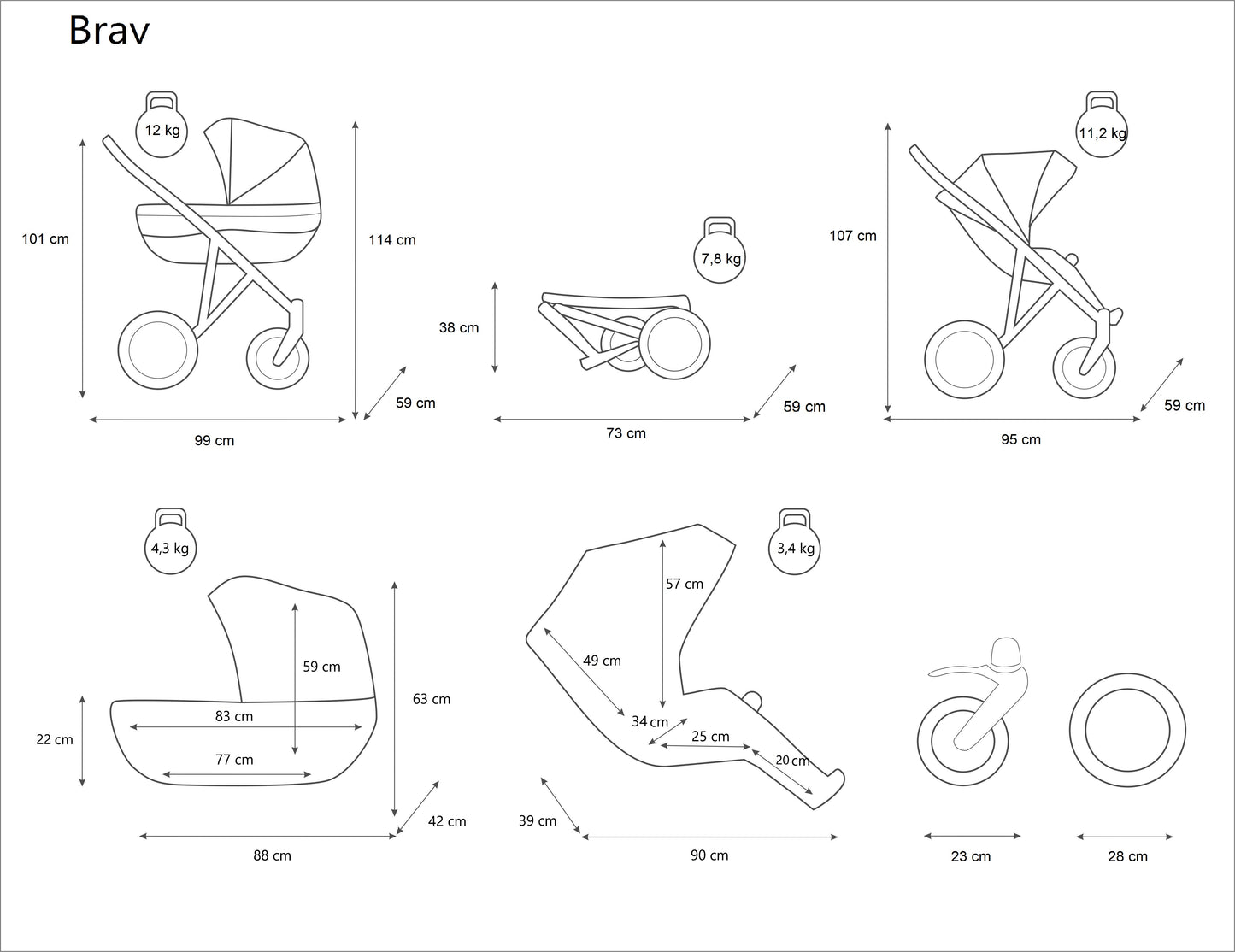 Kunert Brav Baby Stroller 2in1/3in1/4in1 Luxurious Eco Leather & Textile Design for Modern Parents