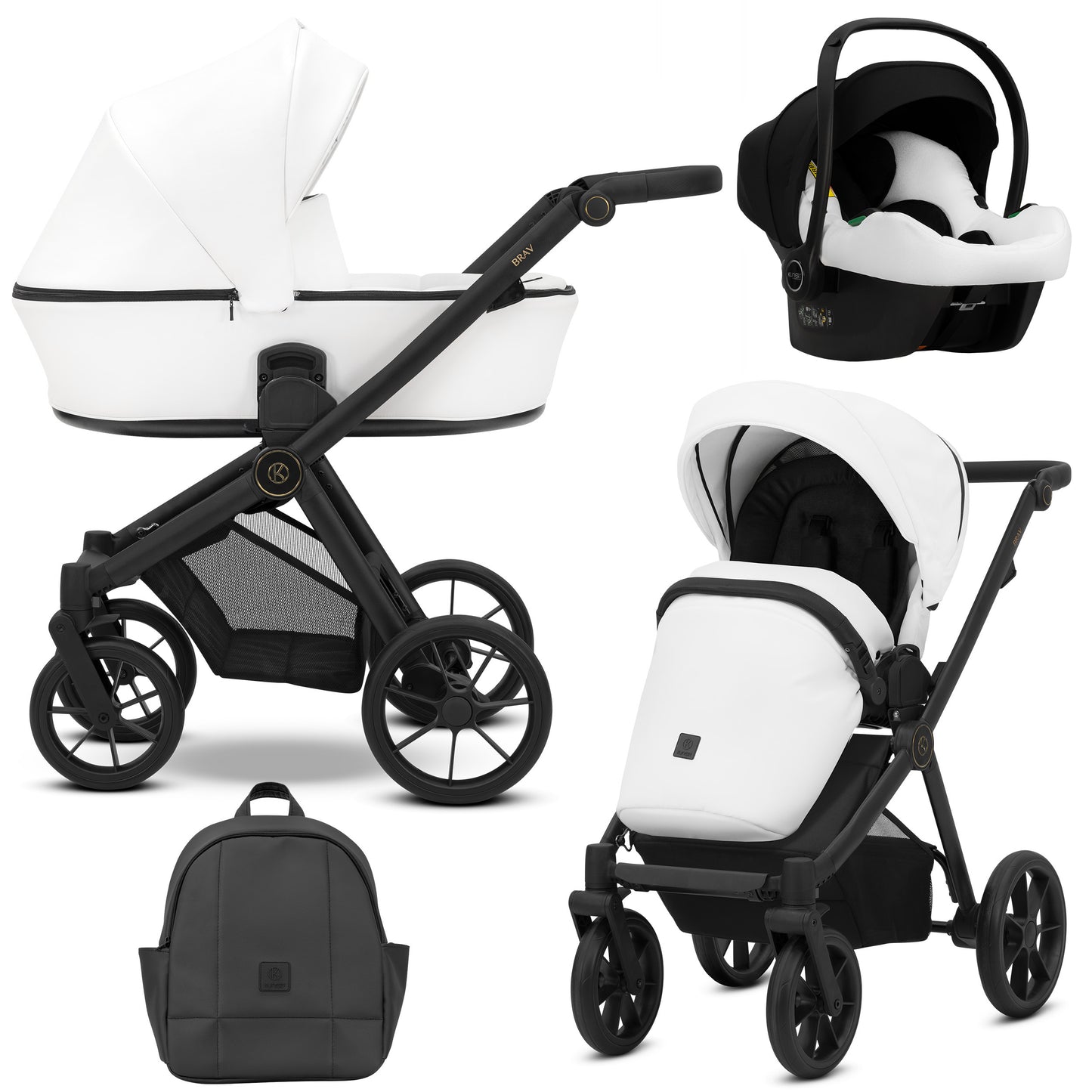 Kunert Brav Baby stroller 3in1 Luxurious eco leather White