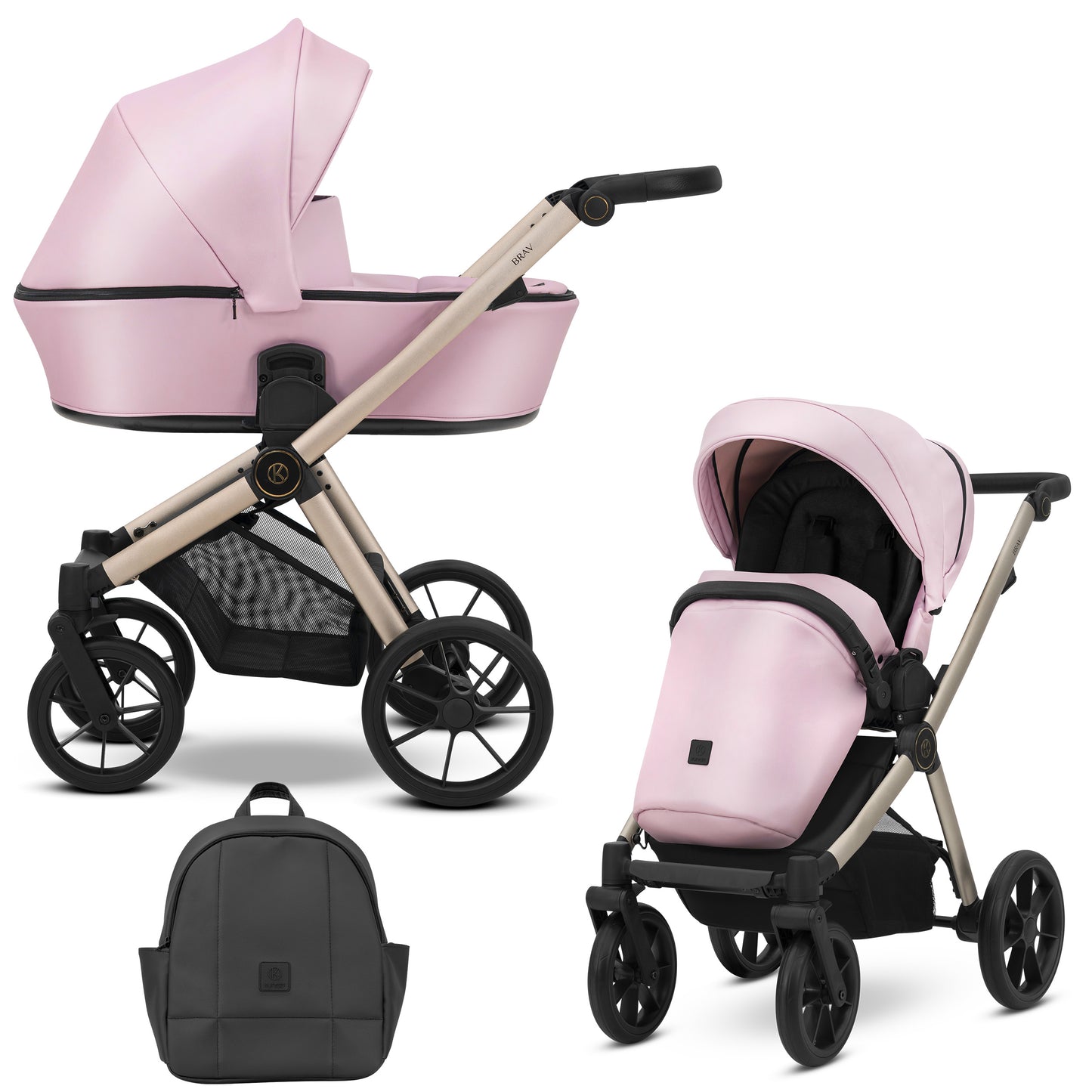 Kunert Brav Baby Stroller 2in1/3in1/4in1 Luxurious Eco Leather & Textile Design for Modern Parents