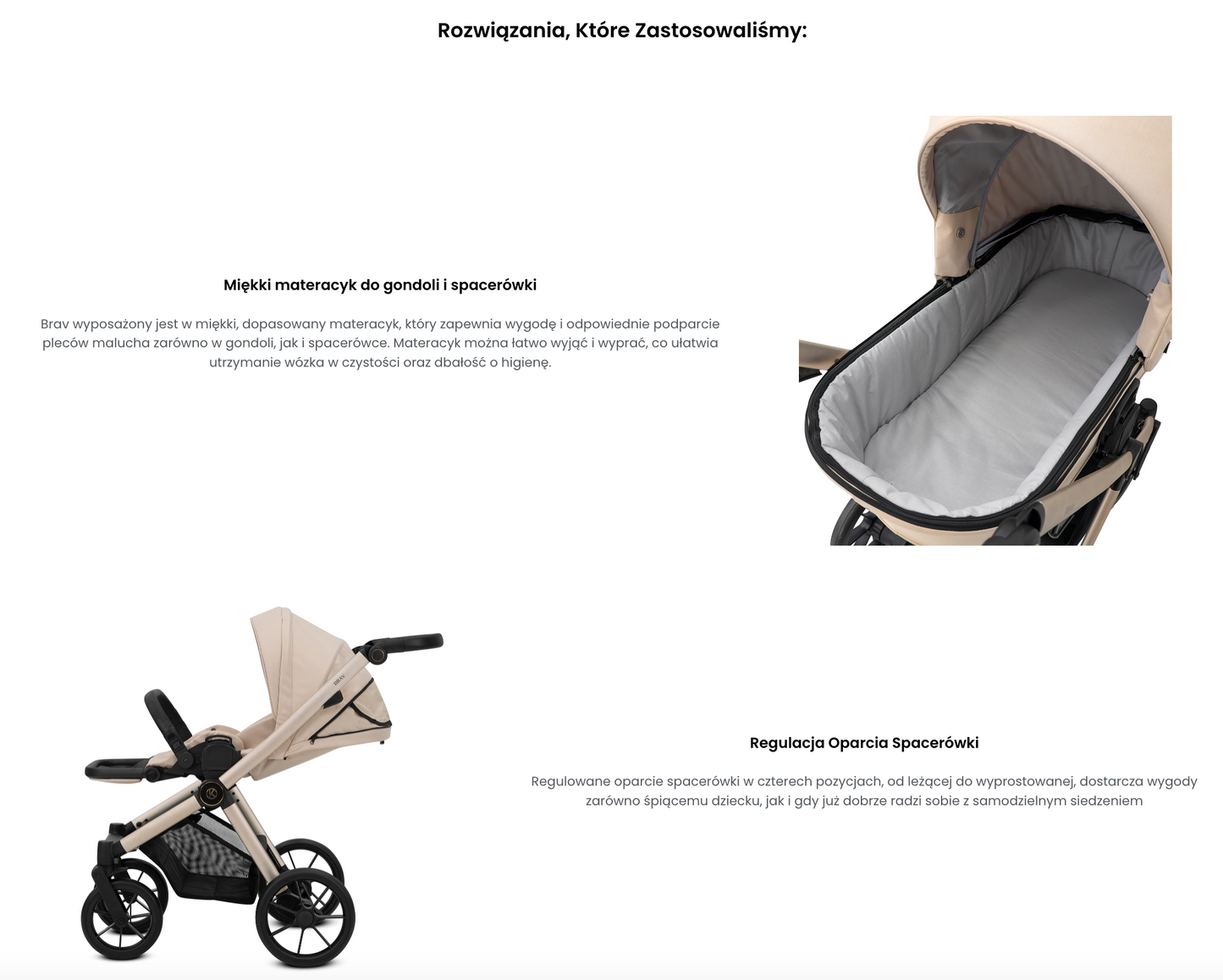 Kunert Brav Baby stroller 3in1 Luxurious eco leather Beige