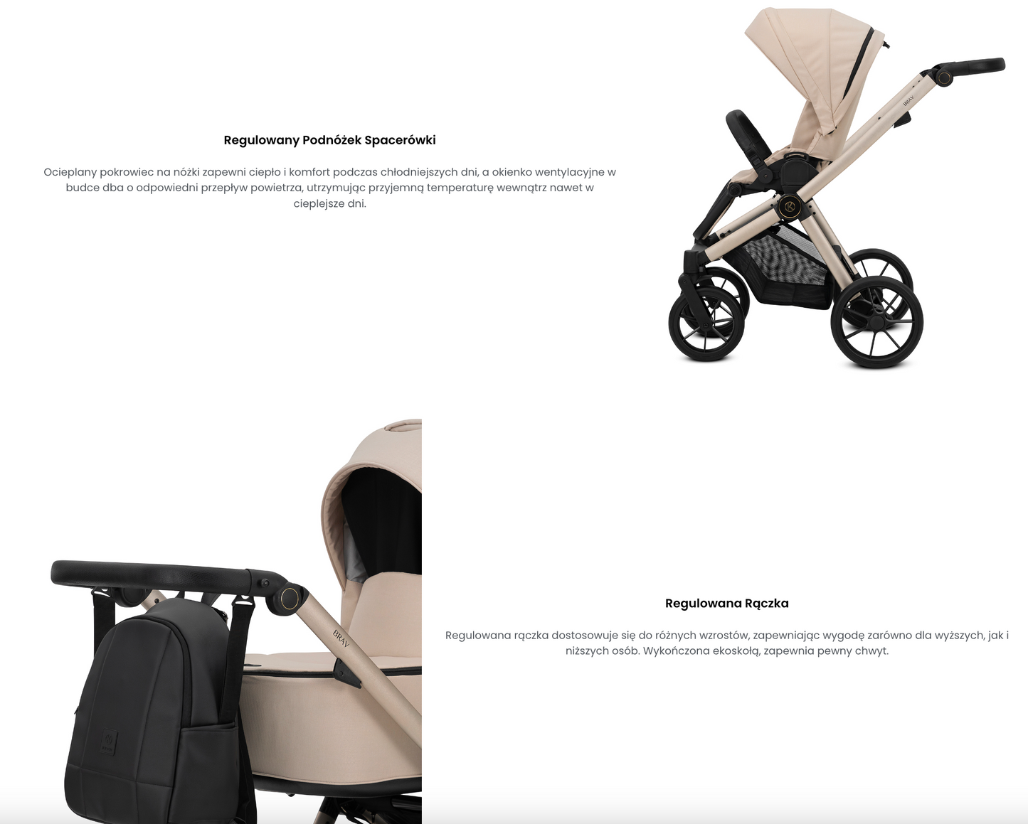 Kunert Brav Baby stroller 3in1 Luxurious eco leather Beige