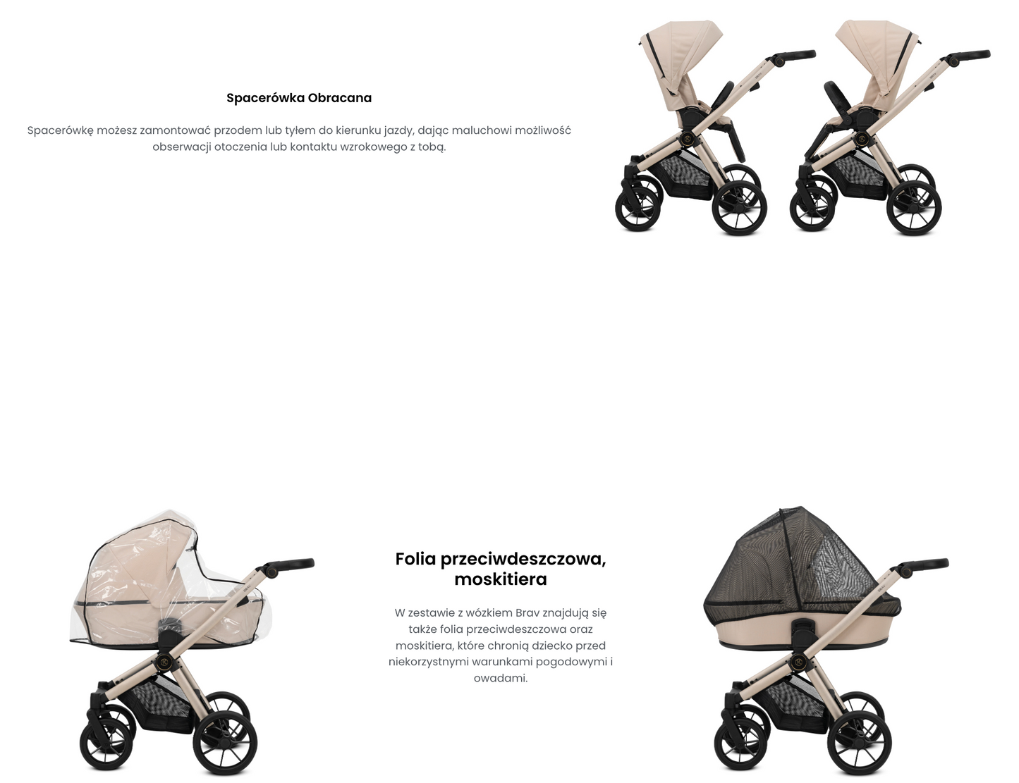 Kunert Brav Baby stroller 3in1 Luxurious eco leather Beige