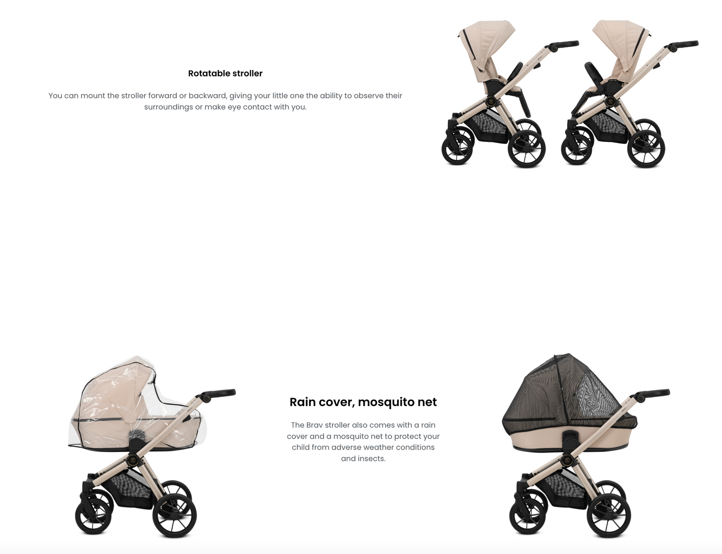 Kunert Brav Baby Stroller 2in1/3in1/4in1 Luxurious Eco Leather & Textile Design for Modern Parents